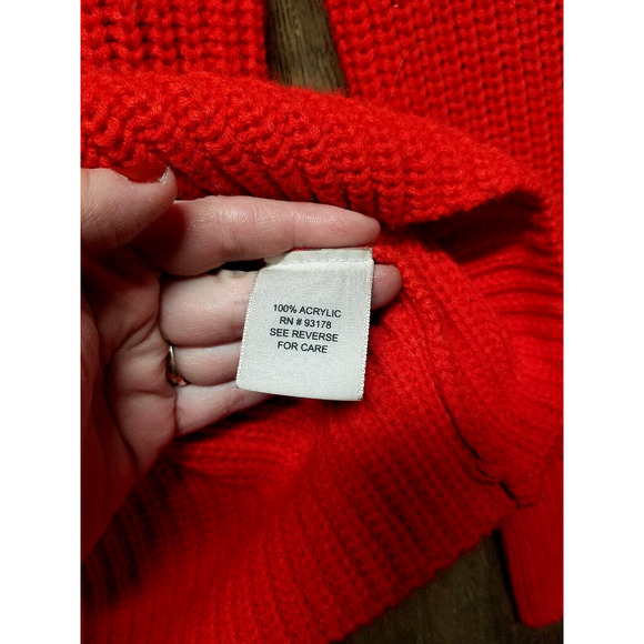 Philosophy Wmns Size M Sweater Long Sleeve Button Detail Oversized Pullover Red - Picture 5 of 8